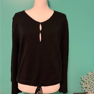 SHEIN Black Long Bell Sleeve Top with Keyhole Detail